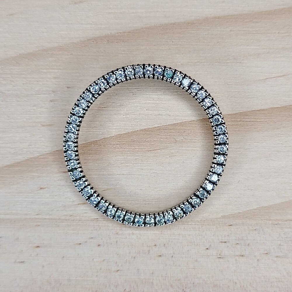 Vtg Sterling Silver & Cubic Zirconia Round Circle Pendant 925 Hallmarked 1"